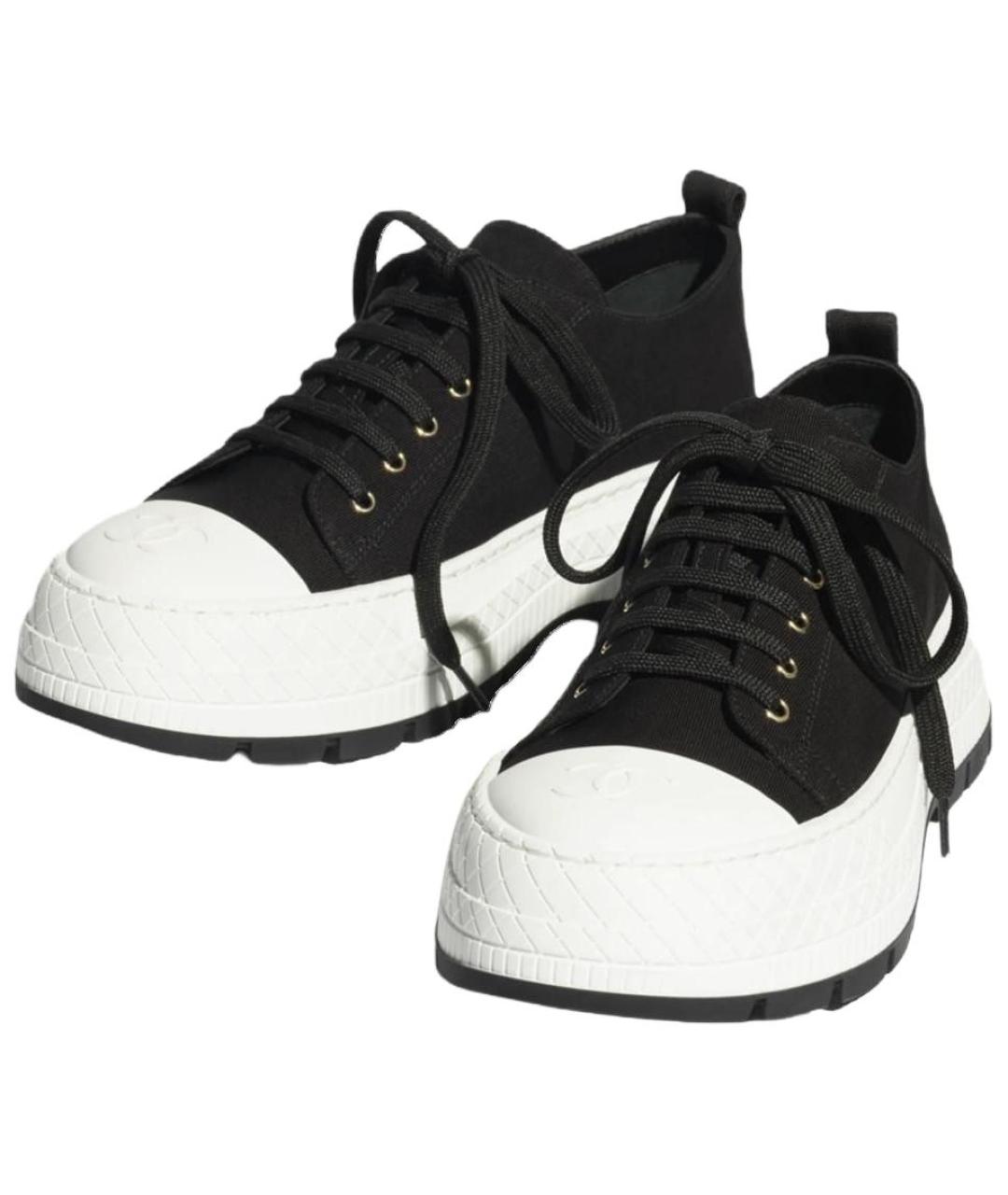 CHANEL Черные текстильные кроссовки, фото 4