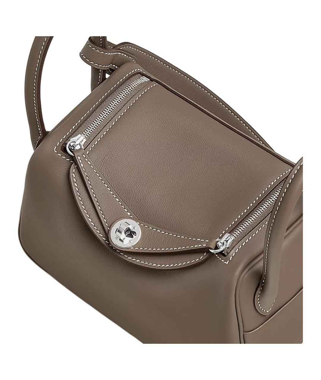 HERMES Серая кожаная сумка через плечо, фото 4