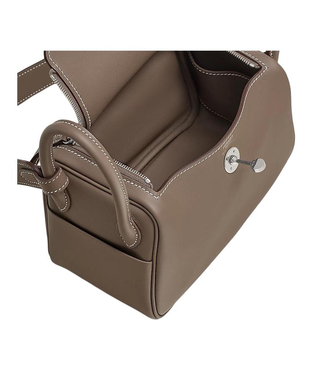 HERMES Серая кожаная сумка через плечо, фото 3