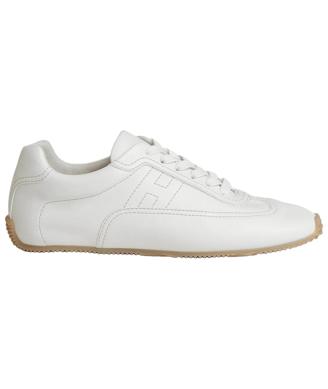 HERMES Белые кожаные кроссовки, фото 1