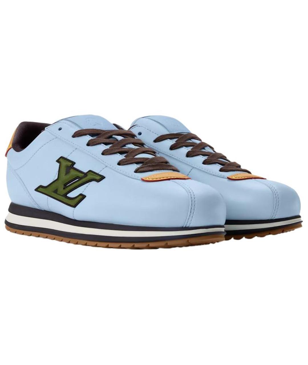 LOUIS VUITTON Голубые кожаные низкие кроссовки / кеды, фото 3