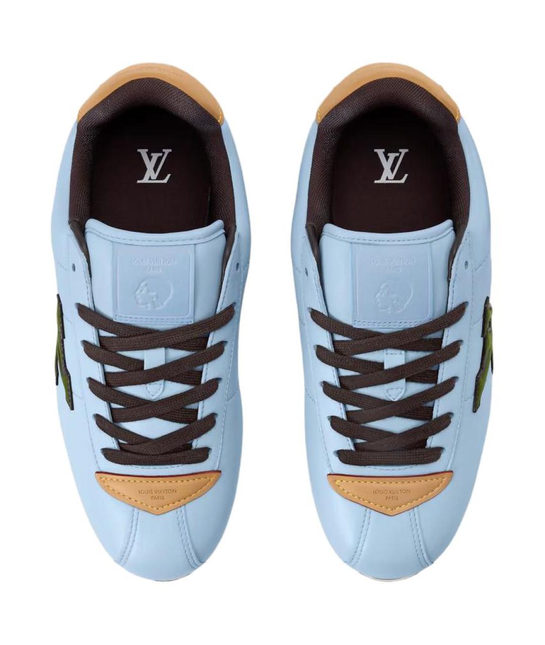 LOUIS VUITTON Голубые кожаные низкие кроссовки / кеды, фото 4