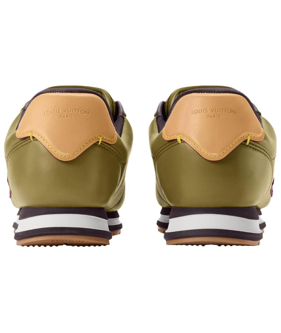 LOUIS VUITTON Зеленые кожаные низкие кроссовки / кеды, фото 5