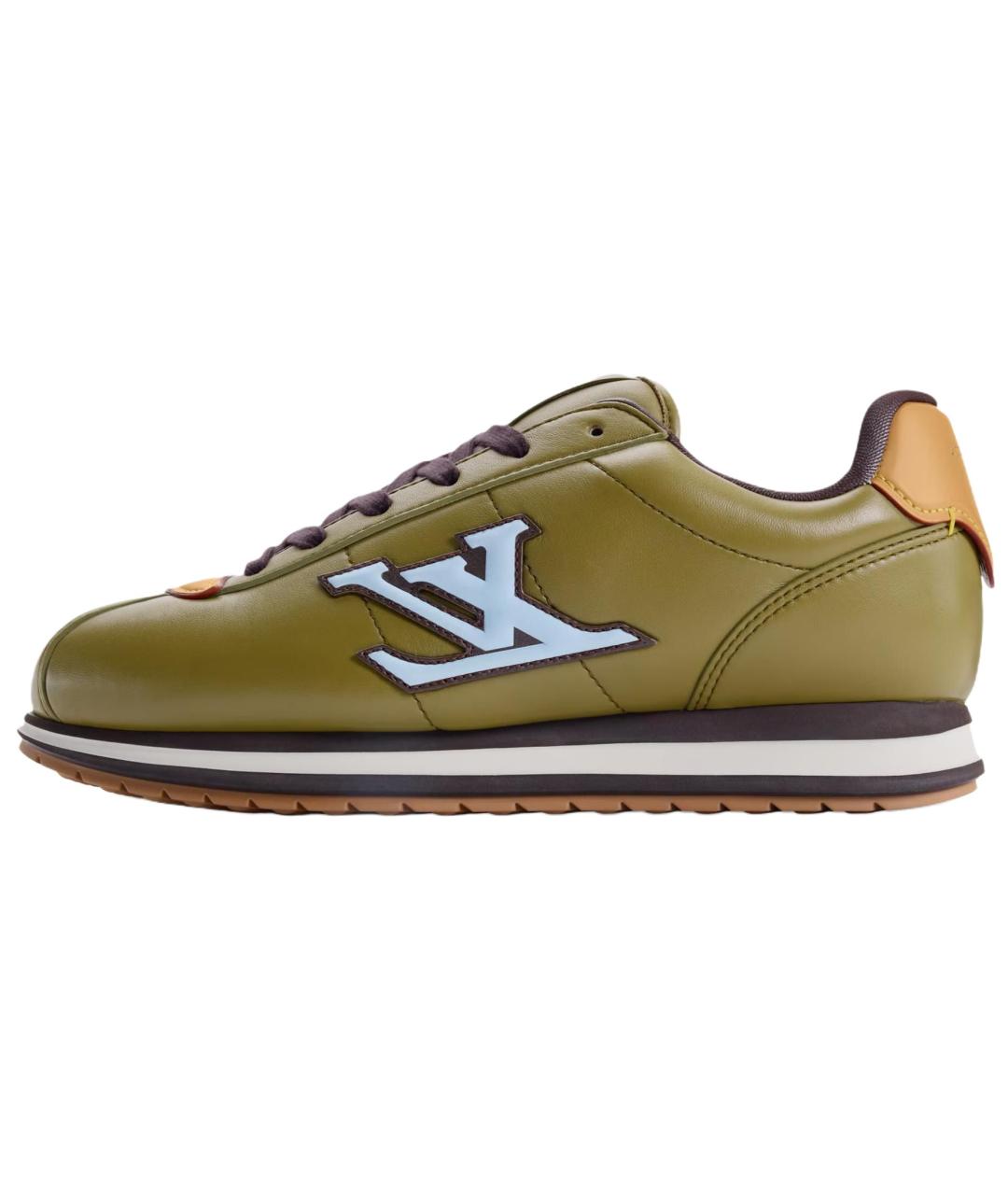 LOUIS VUITTON Зеленые кожаные низкие кроссовки / кеды, фото 2