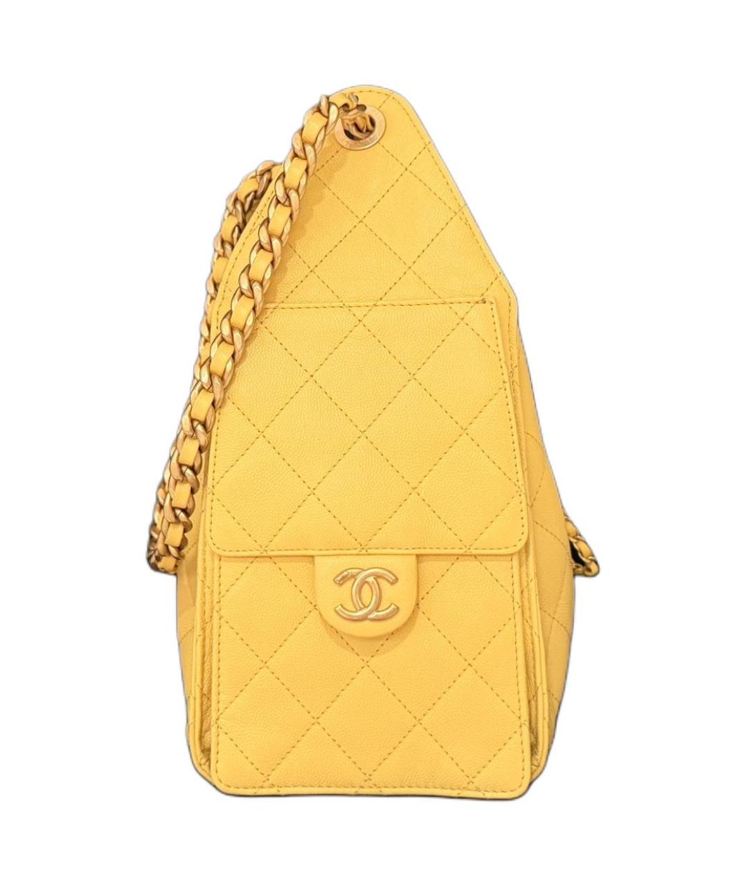 CHANEL Желтая кожаная сумка через плечо, фото 2