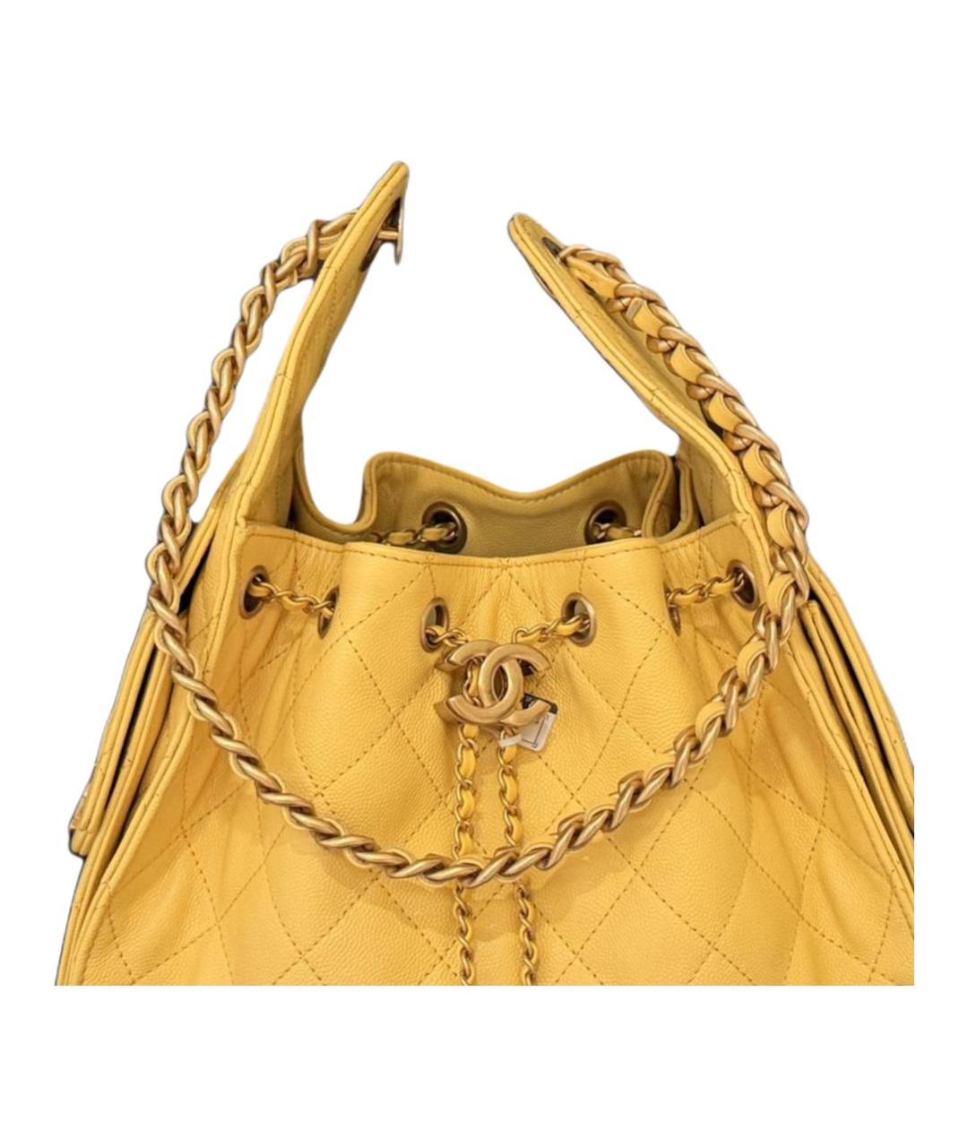 CHANEL Желтая кожаная сумка через плечо, фото 5