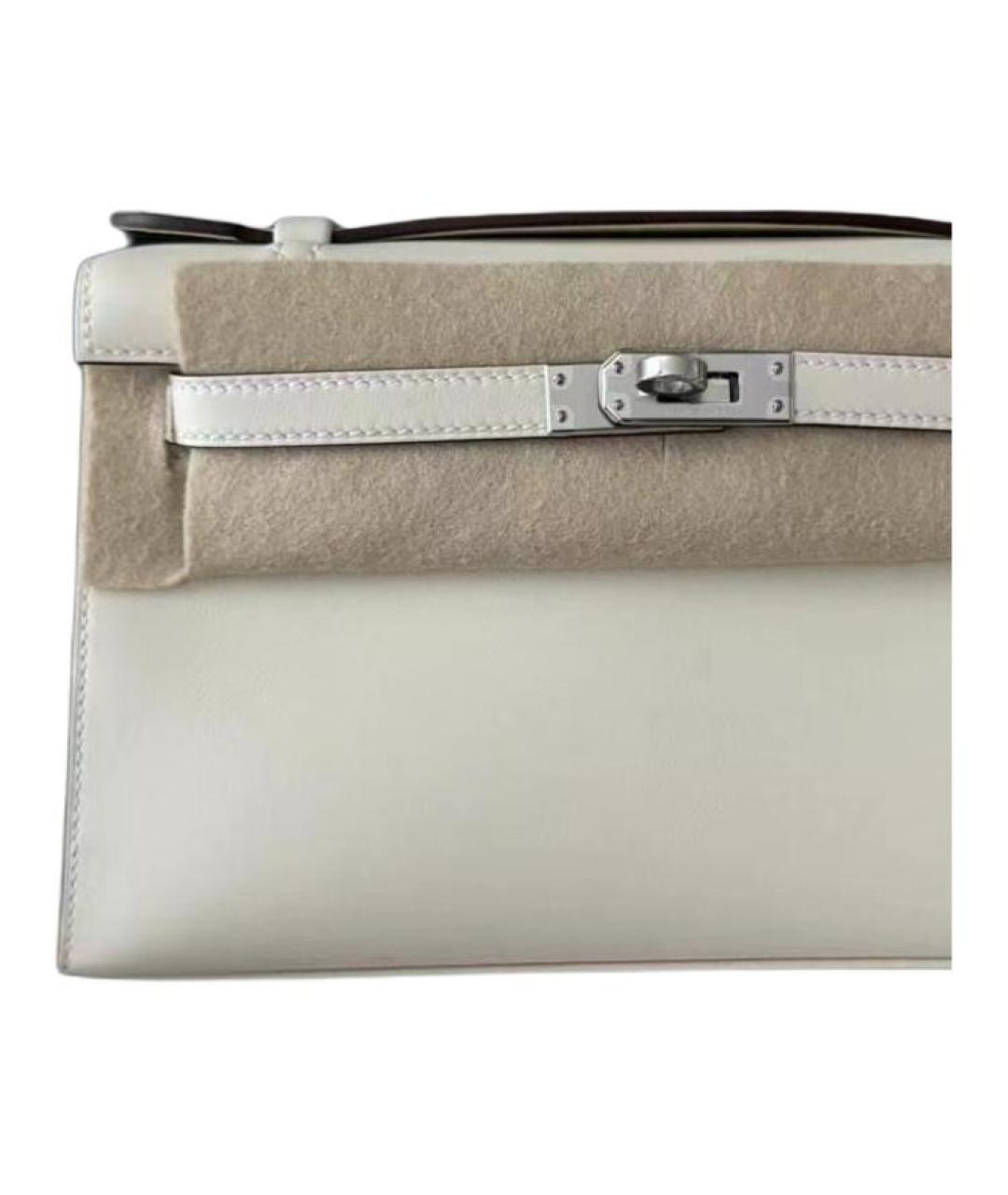 HERMES Белая кожаная сумка с короткими ручками, фото 2