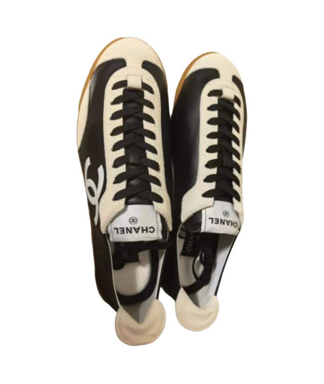 CHANEL Черные кожаные низкие кроссовки / кеды, фото 3