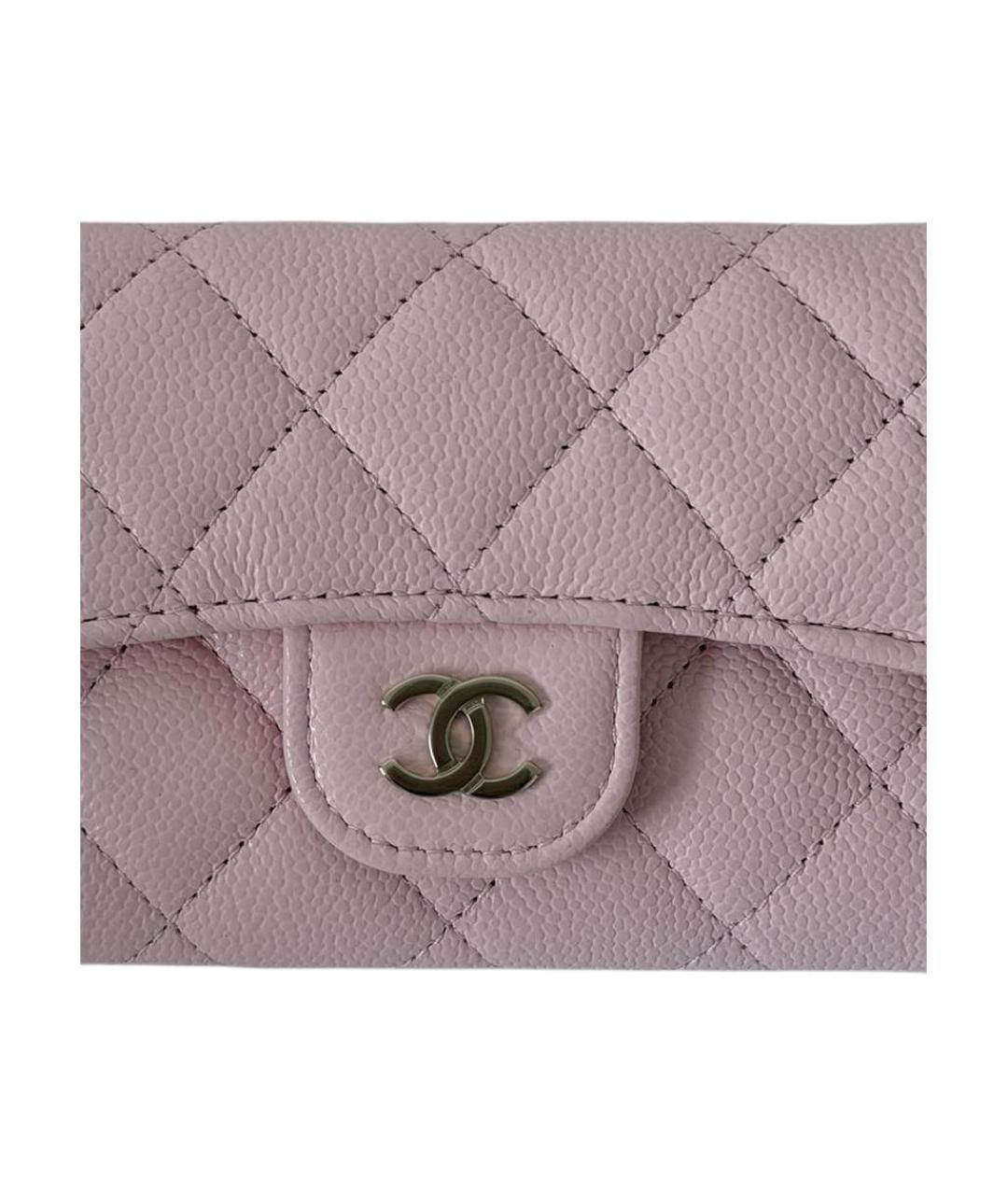 CHANEL Розовый кожаный кошелек, фото 4