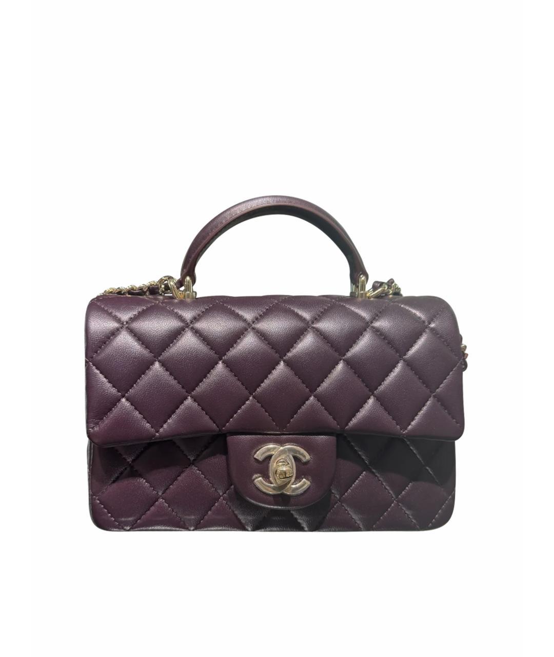 CHANEL Фиолетовая кожаная сумка через плечо, фото 3