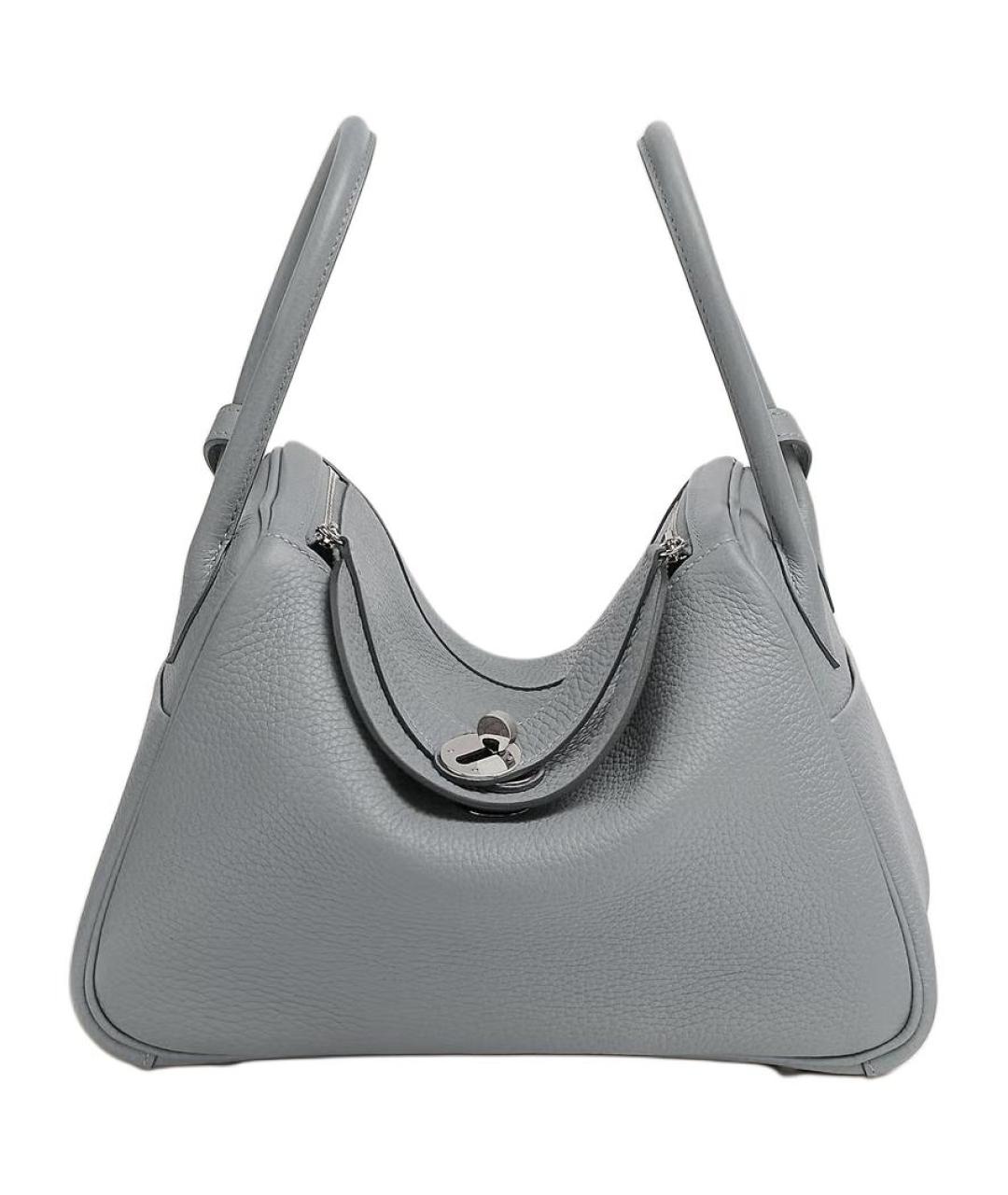 HERMES Серая кожаная сумка с короткими ручками, фото 1