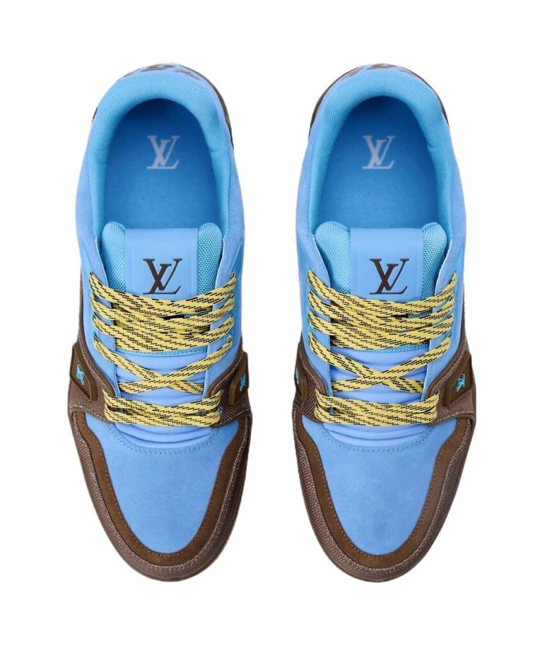 LOUIS VUITTON Синие кожаные низкие кроссовки / кеды, фото 4