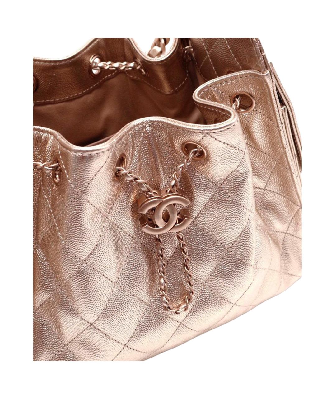 CHANEL Золотая кожаная сумка через плечо, фото 4