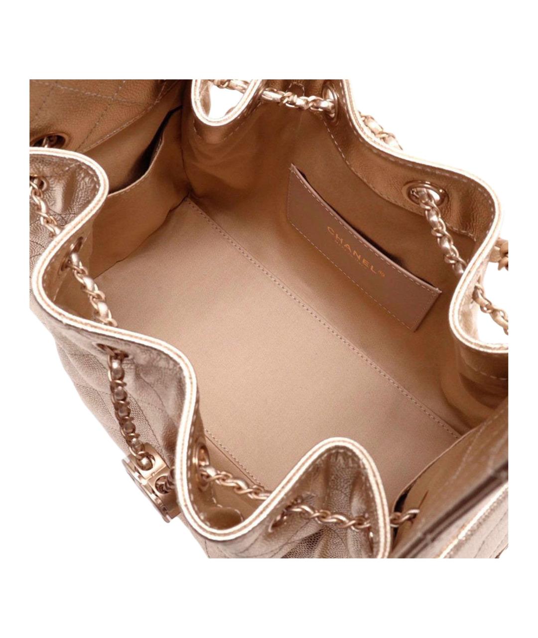 CHANEL Золотая кожаная сумка через плечо, фото 5