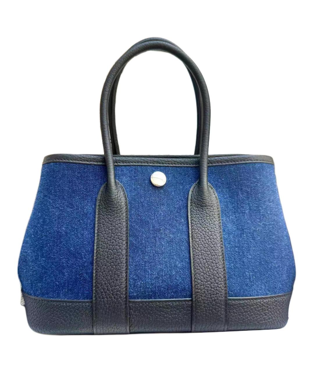 HERMES Синяя деним сумка тоут, фото 1