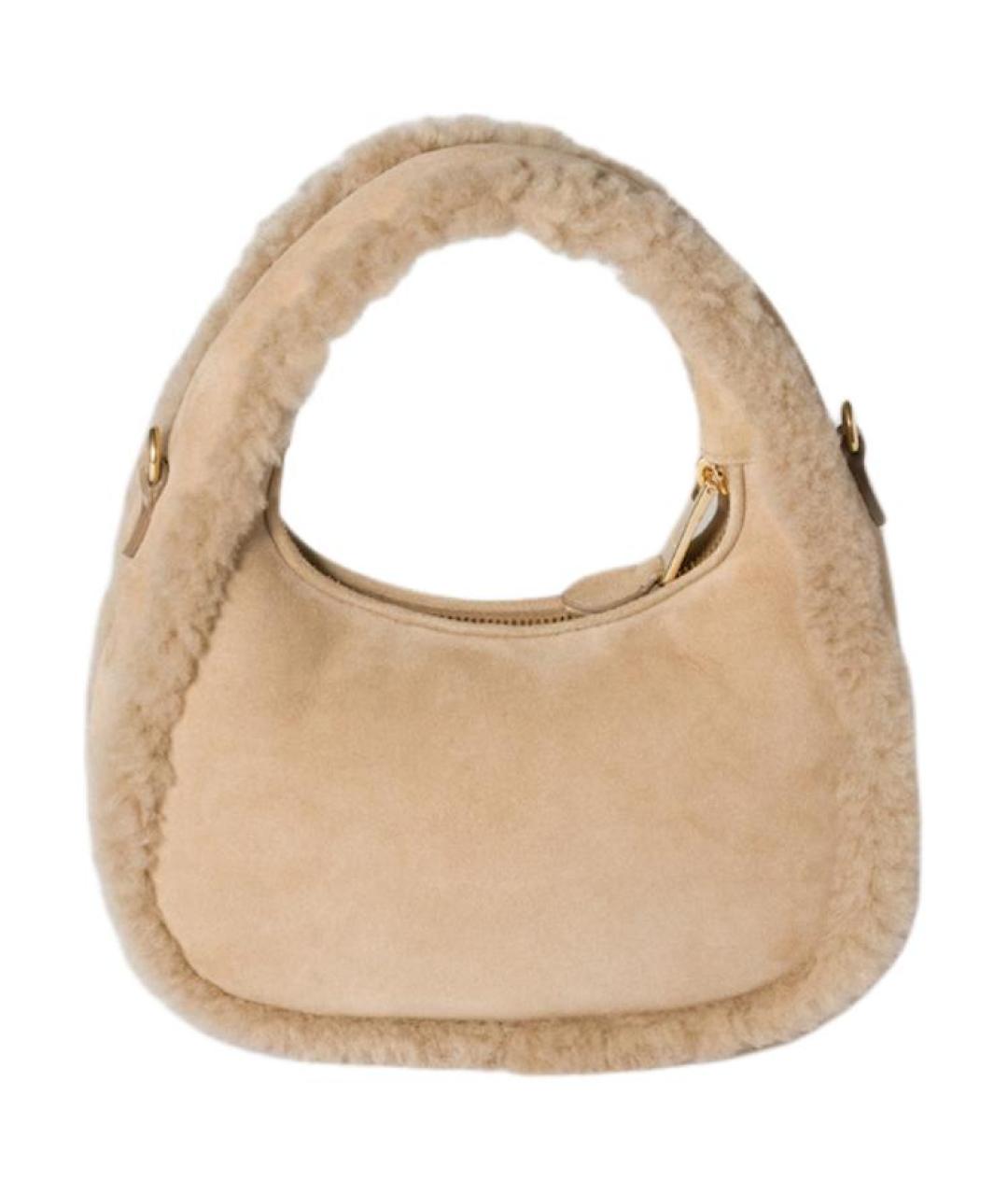MIU MIU Бежевая замшевая сумка через плечо, фото 3