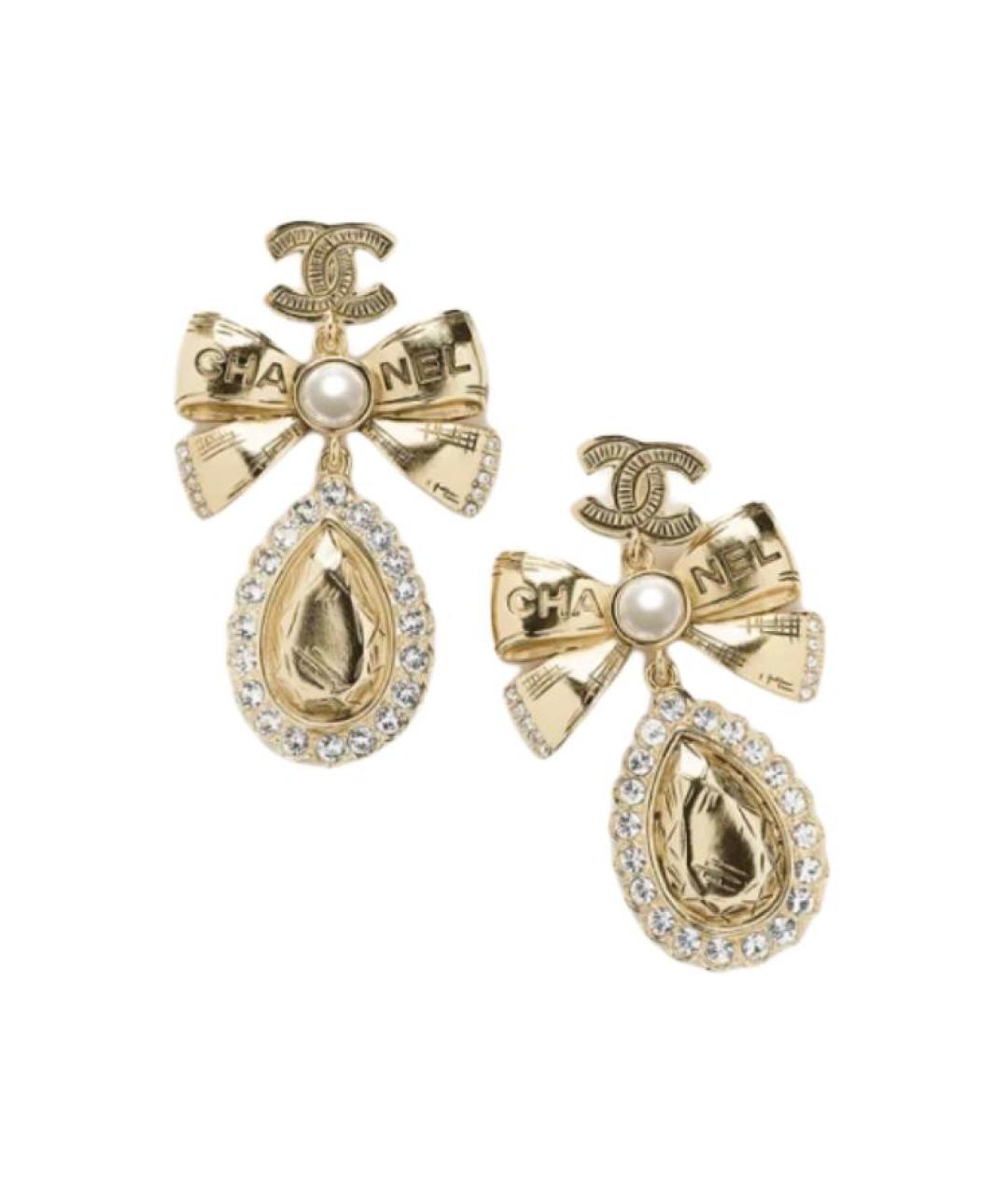 CHANEL Золотые металлические серьги, фото 1