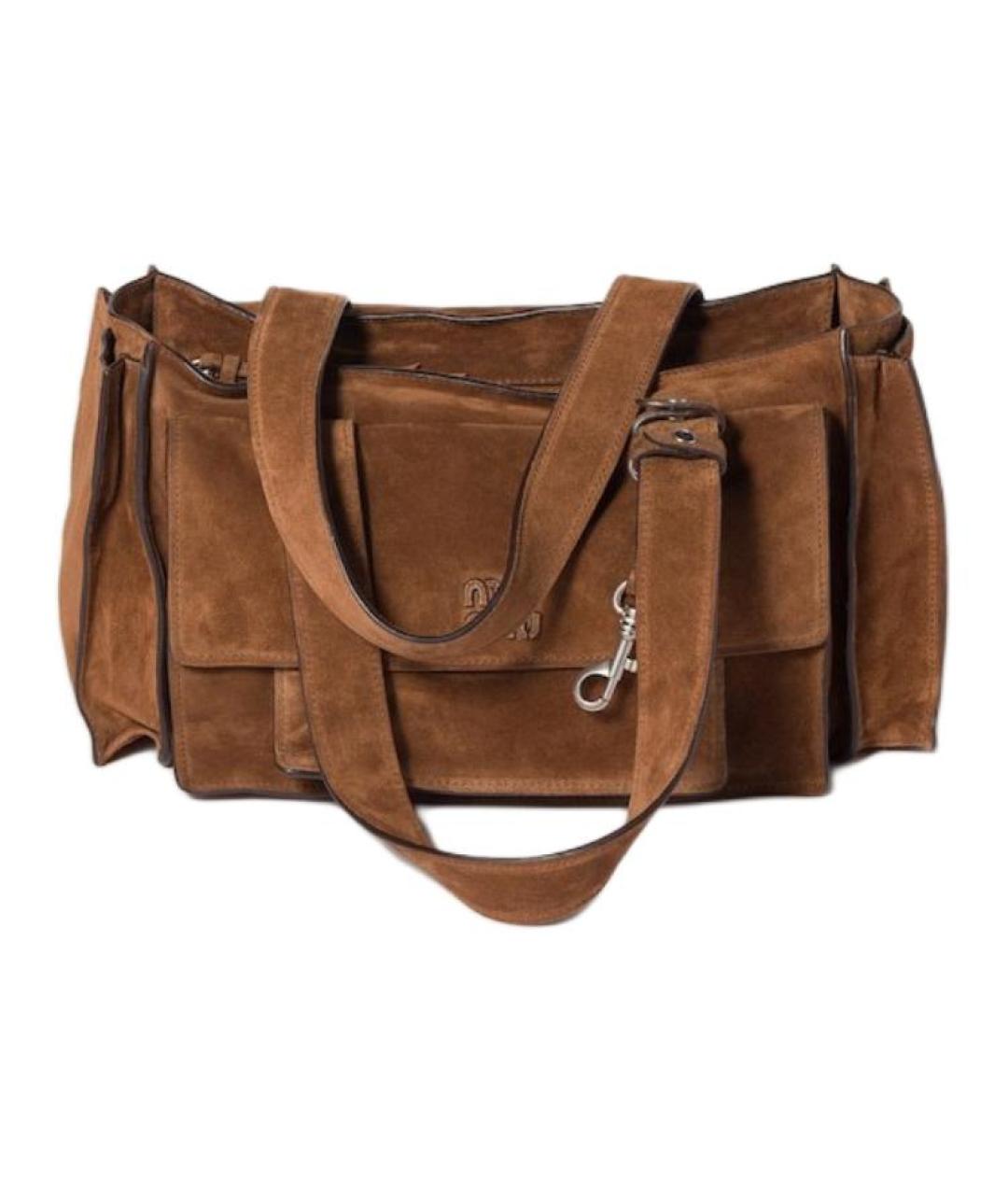 MIU MIU Коричневая замшевая сумка через плечо, фото 1