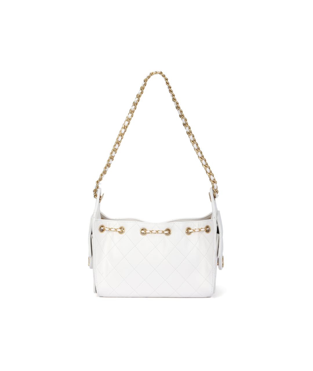 CHANEL Белая кожаная сумка через плечо, фото 3