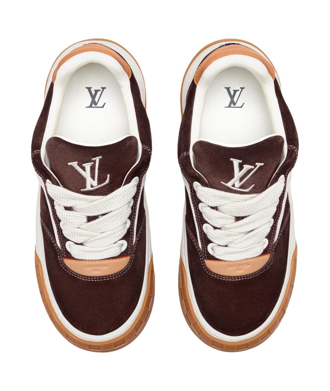 LOUIS VUITTON Коричневые кожаные кеды, фото 4