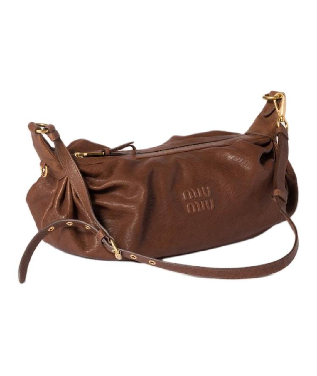 MIU MIU Коричневая кожаная сумка через плечо, фото 2