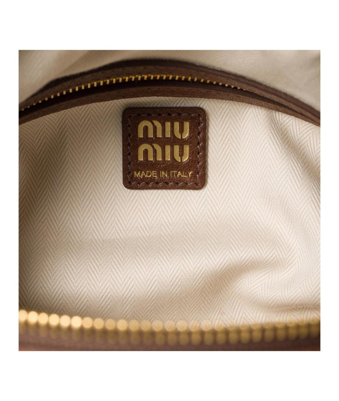 MIU MIU Коричневая кожаная сумка через плечо, фото 4