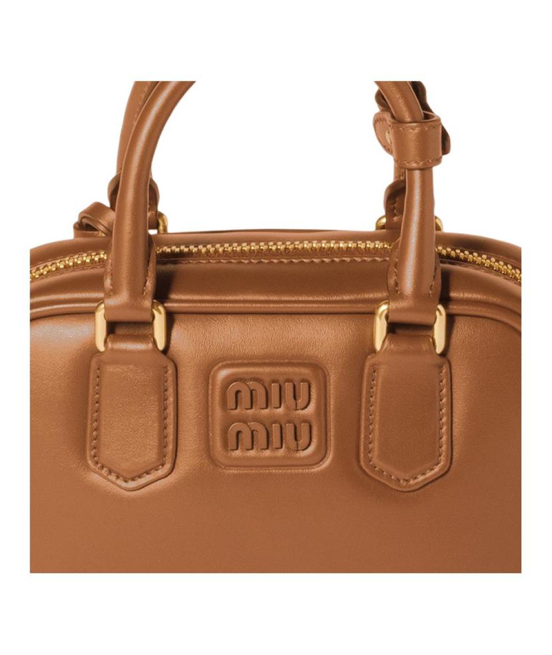MIU MIU Коричневая кожаная сумка через плечо, фото 4