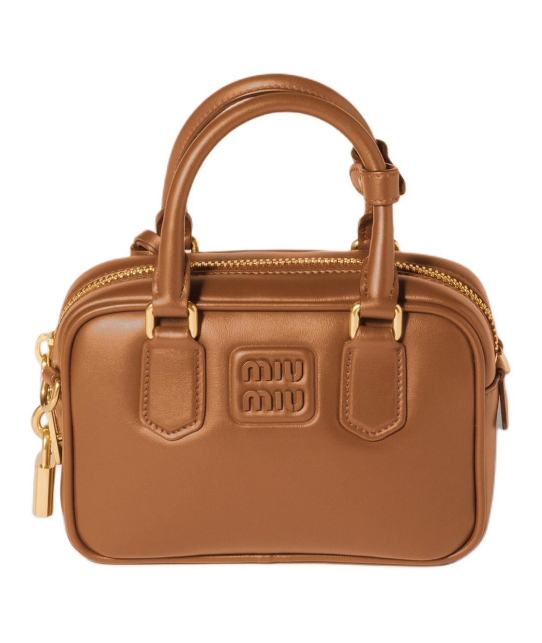 MIU MIU Коричневая кожаная сумка через плечо, фото 1