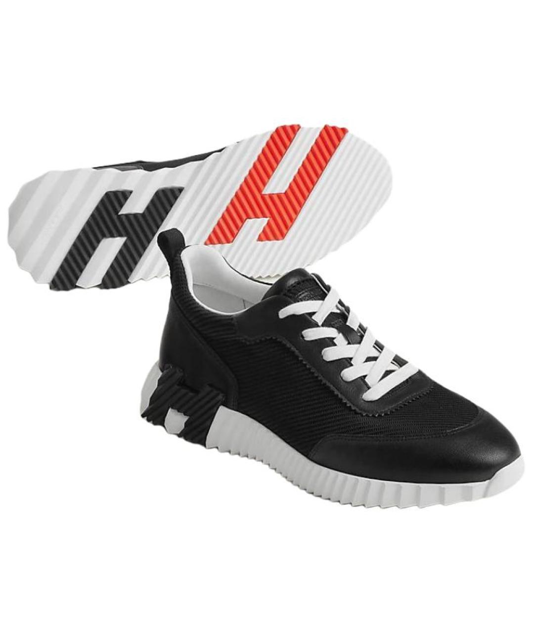 HERMES Черные кожаные низкие кроссовки / кеды, фото 4