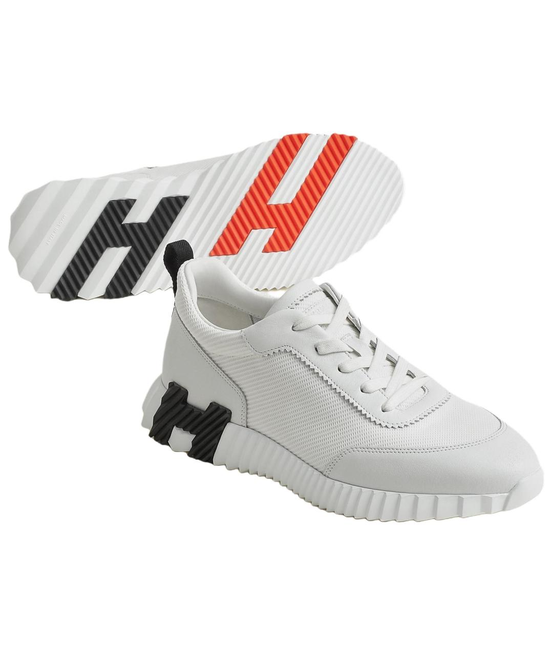 HERMES Белые кожаные низкие кроссовки / кеды, фото 4