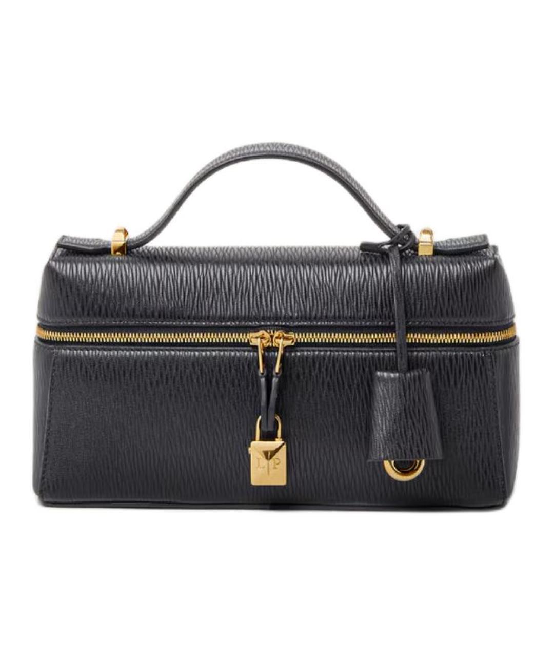 LORO PIANA Черная кожаная сумка с короткими ручками, фото 1