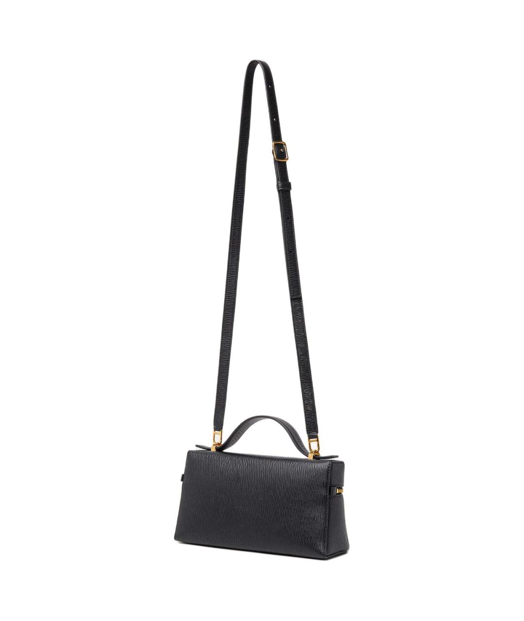 LORO PIANA Черная кожаная сумка с короткими ручками, фото 2