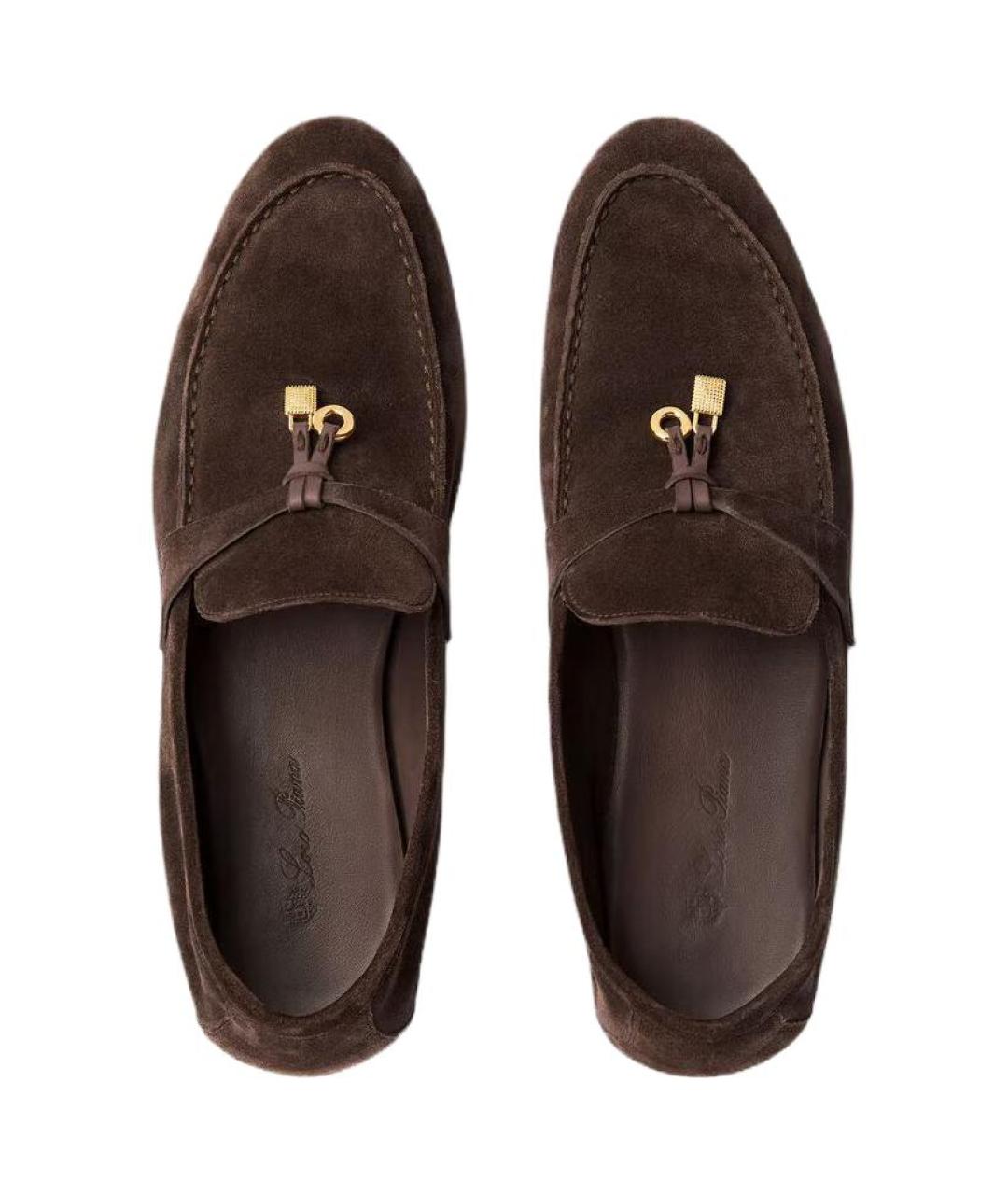 LORO PIANA Коричневые нубуковые лоферы, фото 5