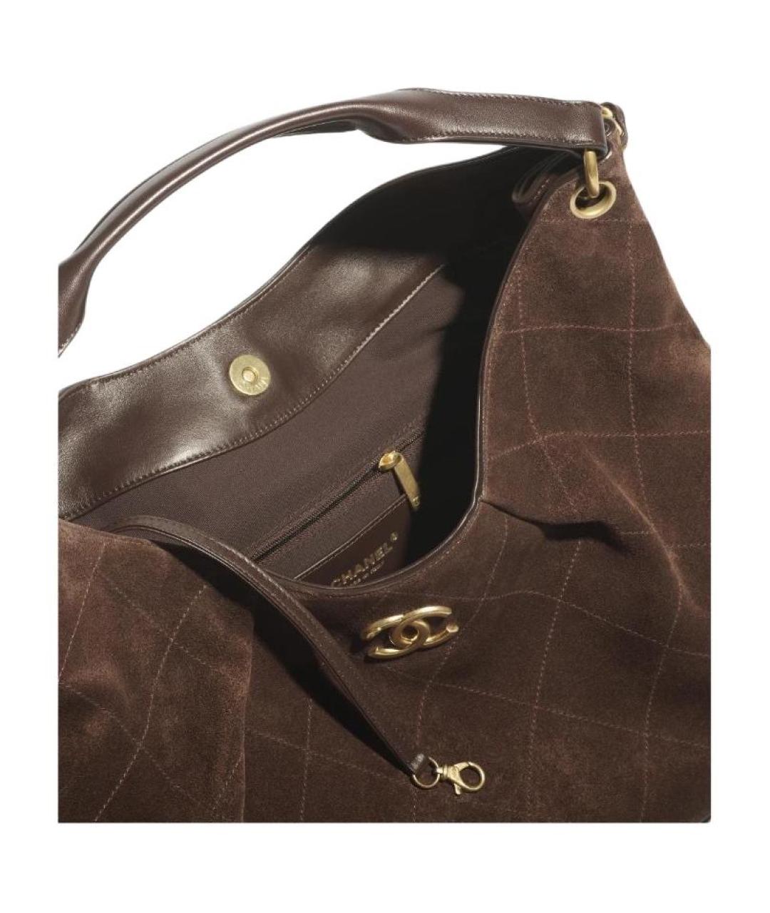 CHANEL Коричневая замшевая сумка через плечо, фото 2