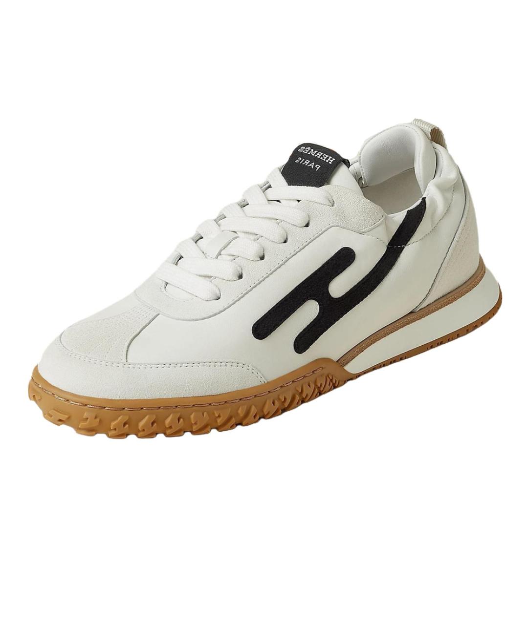 HERMES Белые замшевые низкие кроссовки / кеды, фото 5