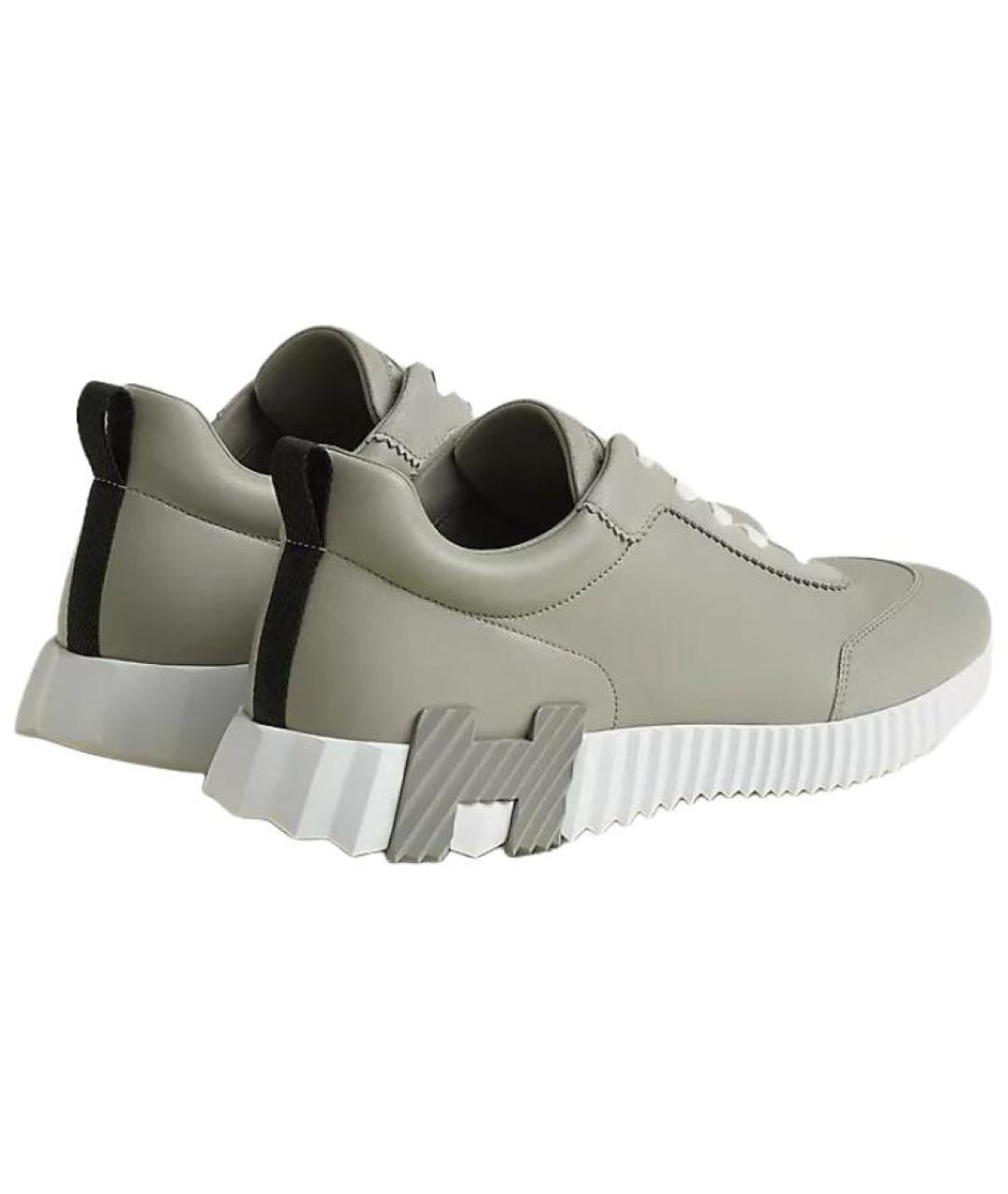 HERMES Серые кожаные низкие кроссовки / кеды, фото 4