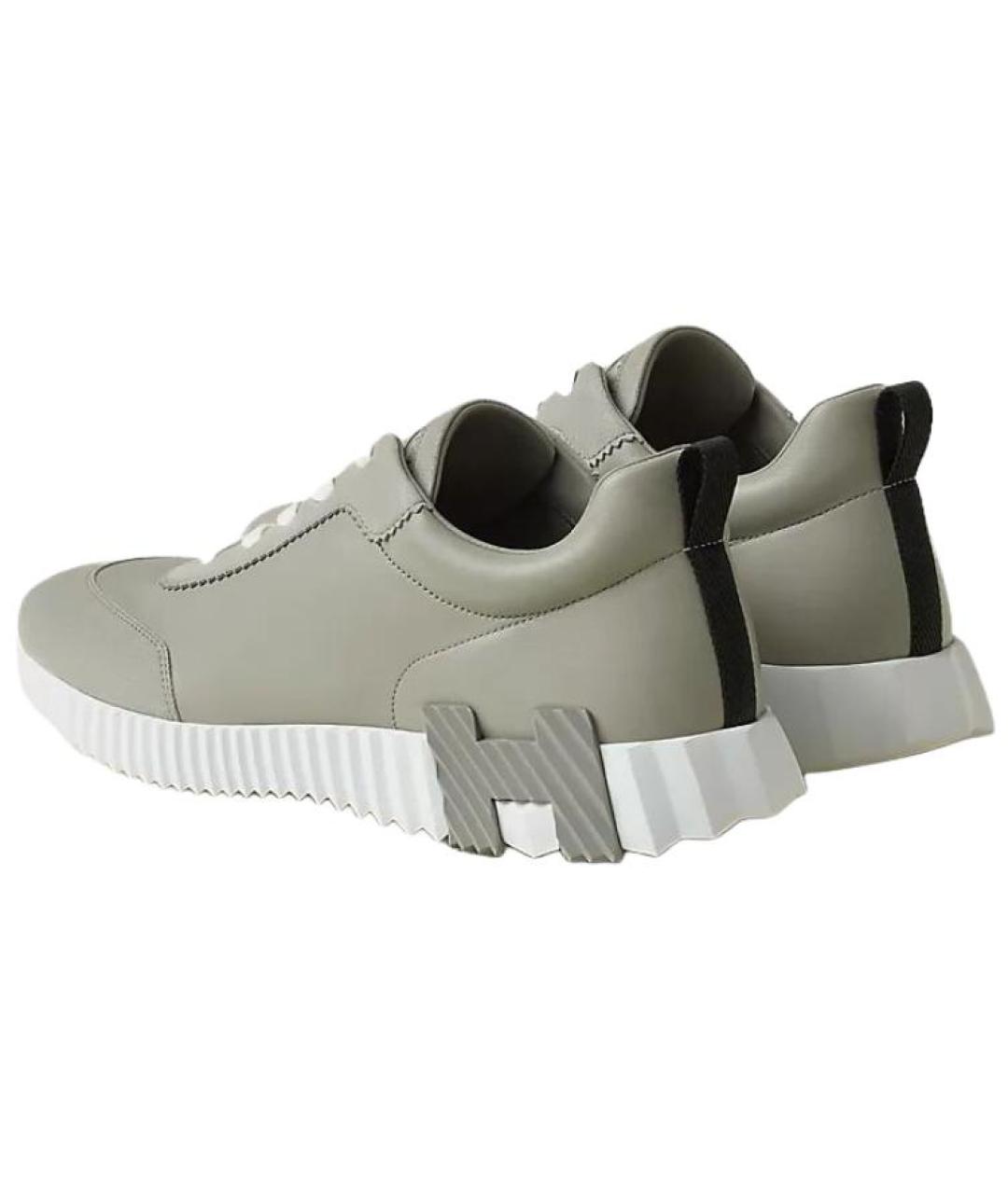 HERMES Серые кожаные низкие кроссовки / кеды, фото 3