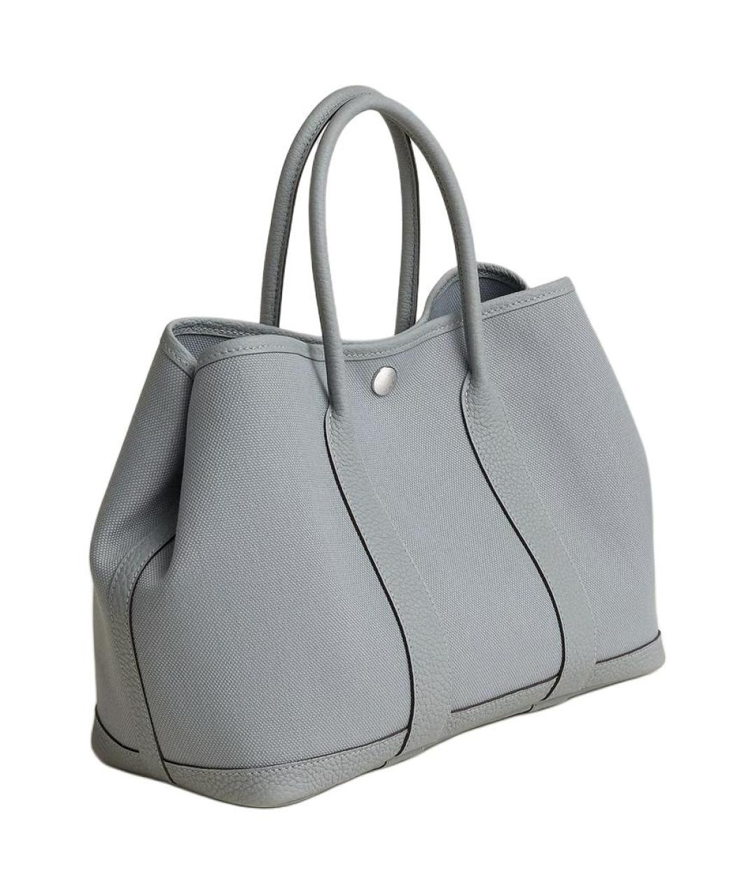 HERMES Серая кожаная сумка тоут, фото 2