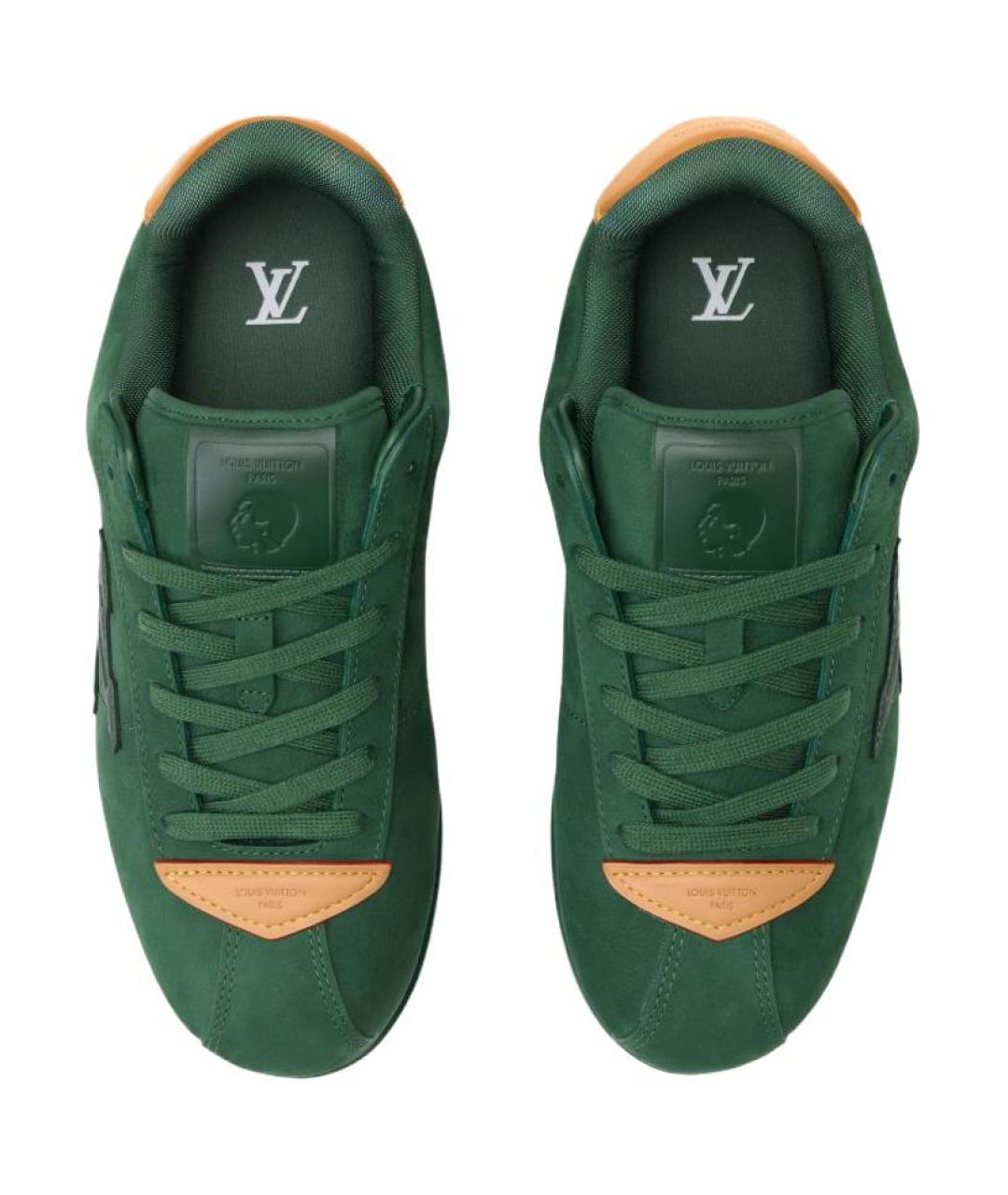 LOUIS VUITTON Зеленые кожаные низкие кроссовки / кеды, фото 4