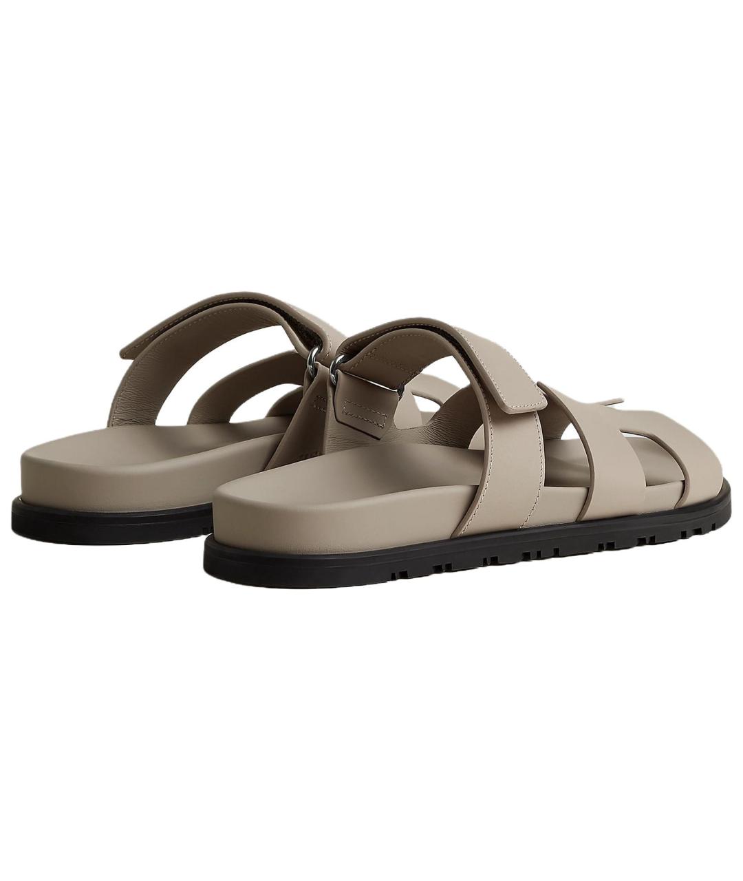 HERMES Бежевые кожаные сандалии, фото 4