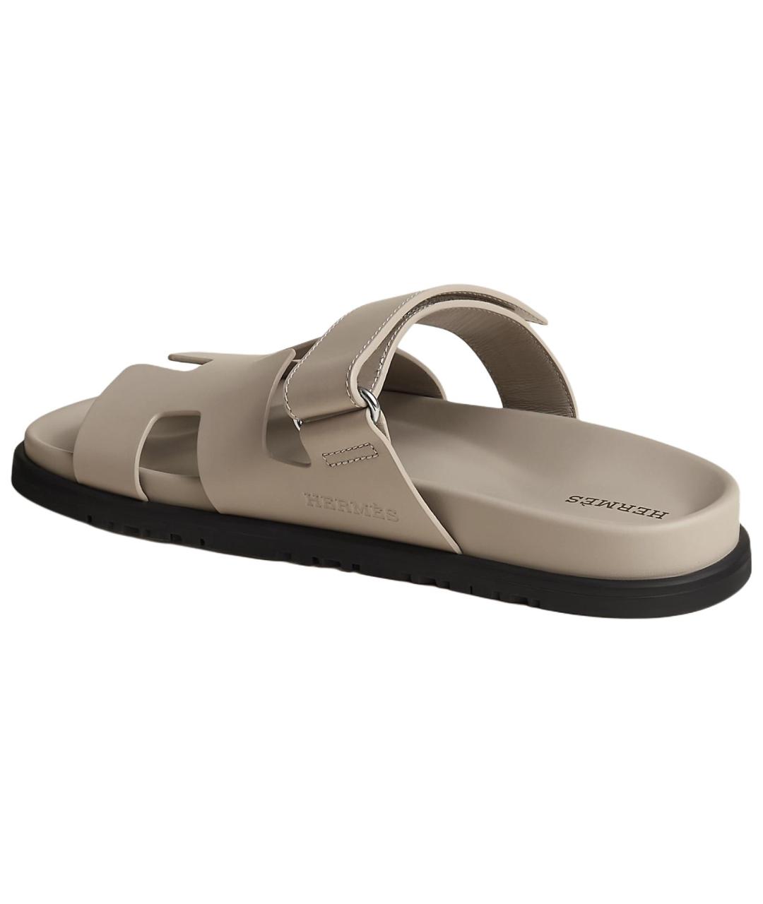 HERMES Бежевые кожаные сандалии, фото 5