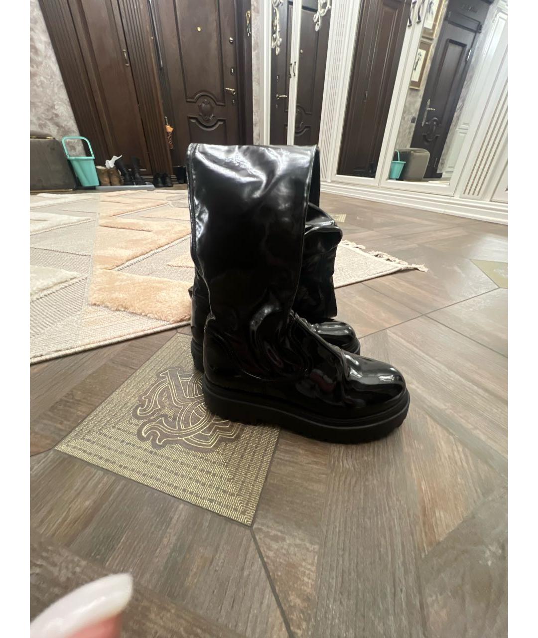LE SILLA Черные ботфорты из лакированной кожи, фото 3
