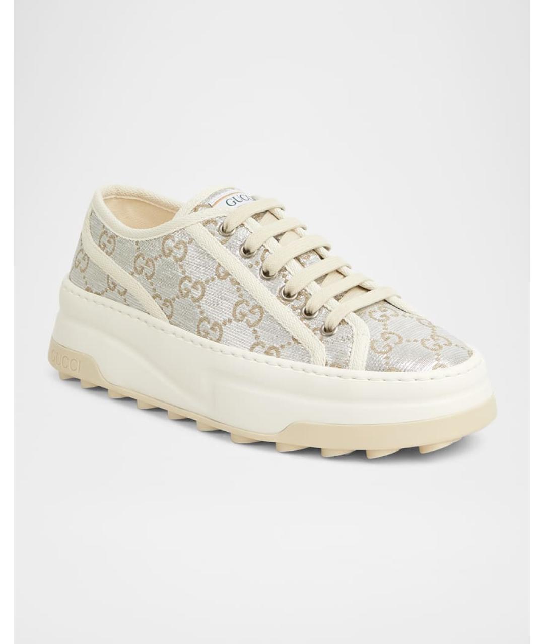 GUCCI Серебряные кеды, фото 3