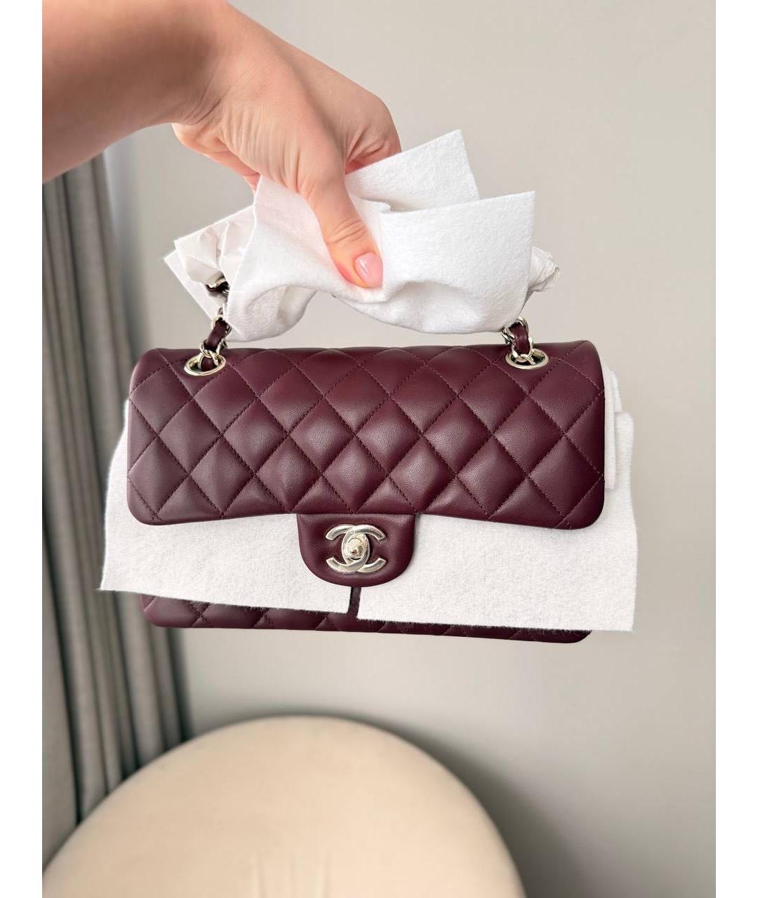 CHANEL Бордовая кожаная сумка через плечо, фото 3