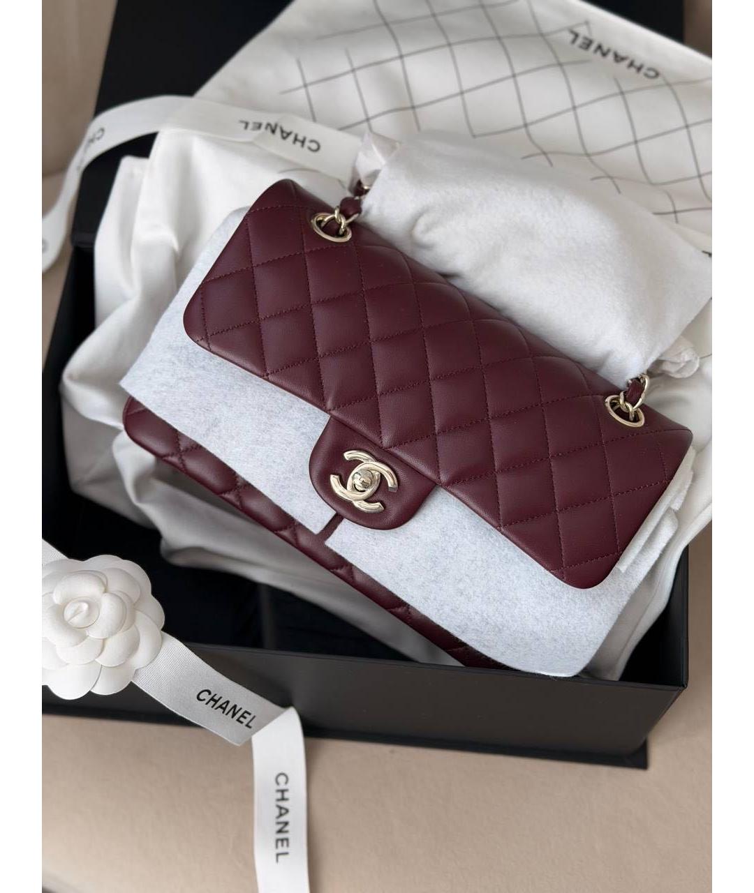 CHANEL Бордовая кожаная сумка через плечо, фото 2