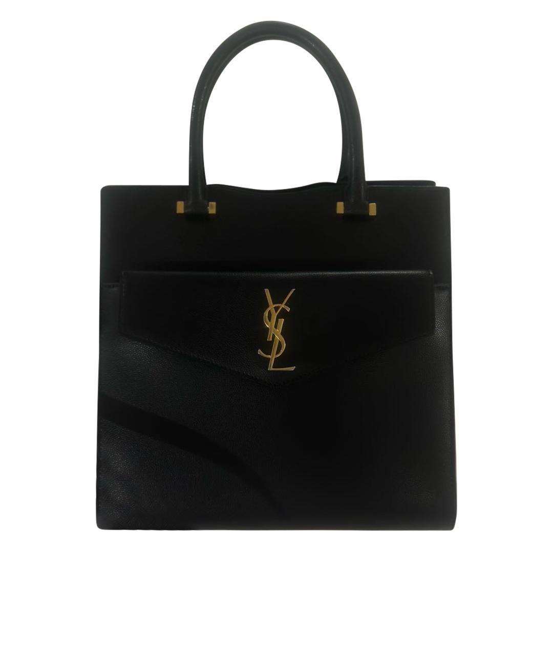 SAINT LAURENT Черная кожаная сумка с короткими ручками, фото 1