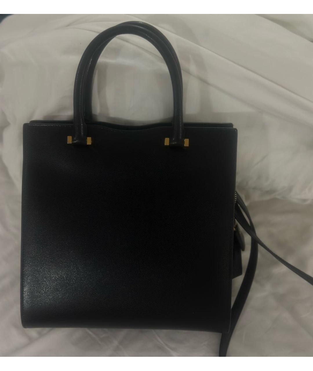 SAINT LAURENT Черная кожаная сумка с короткими ручками, фото 3