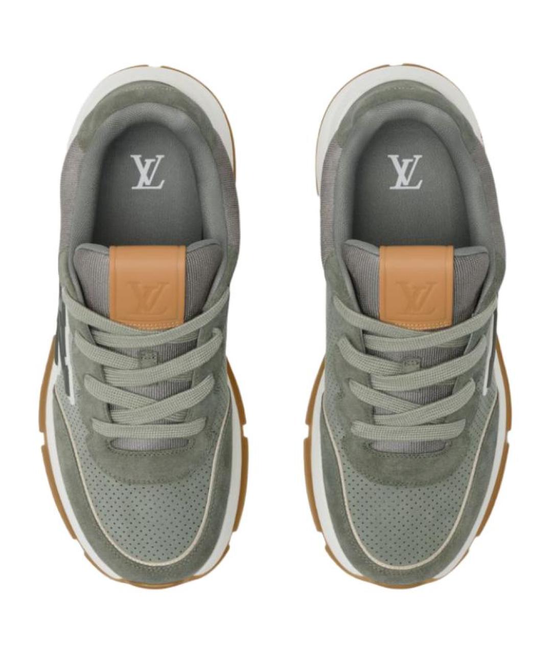 LOUIS VUITTON Зеленые кожаные низкие кроссовки / кеды, фото 4
