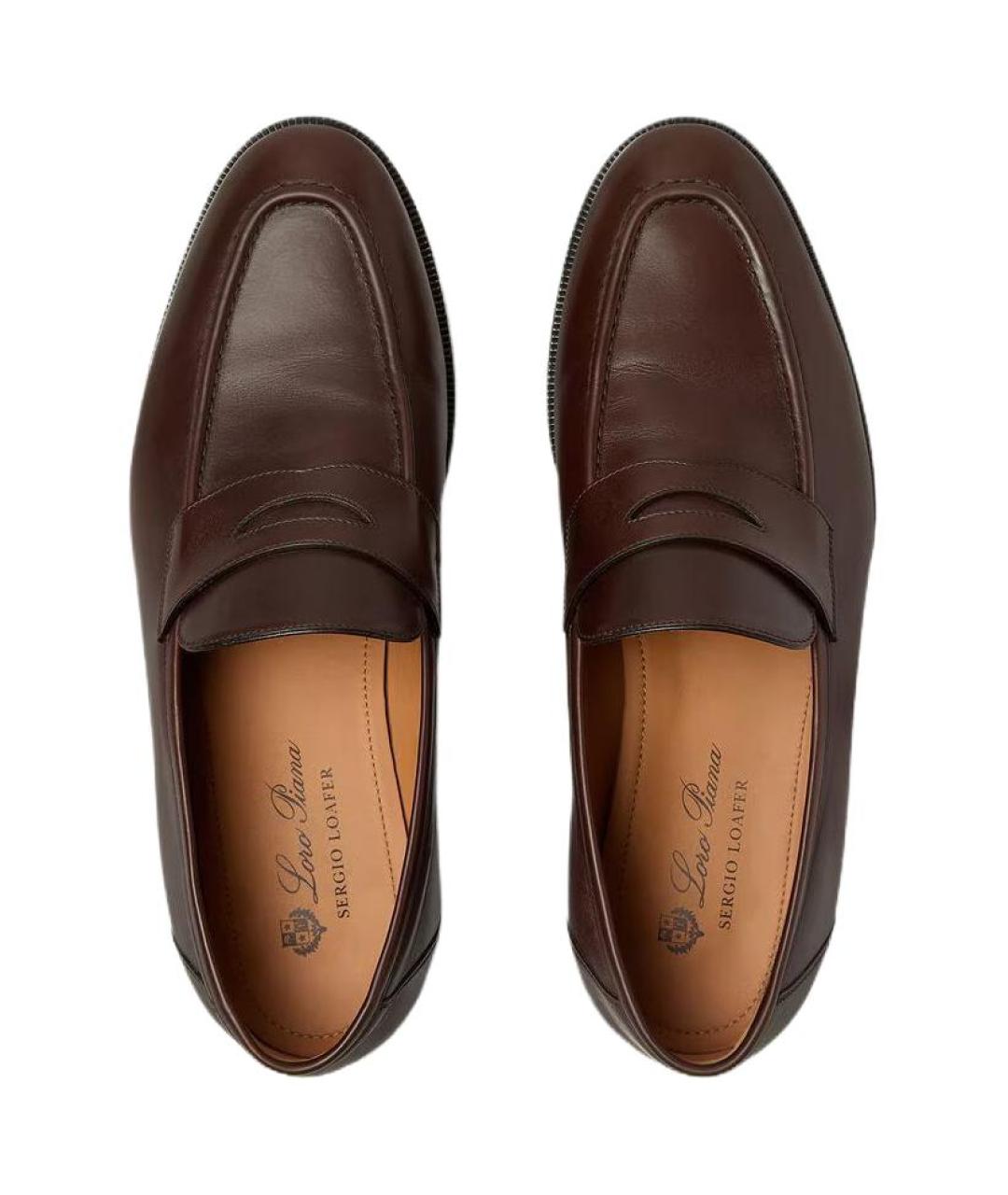 LORO PIANA Коричневые кожаные лоферы, фото 5