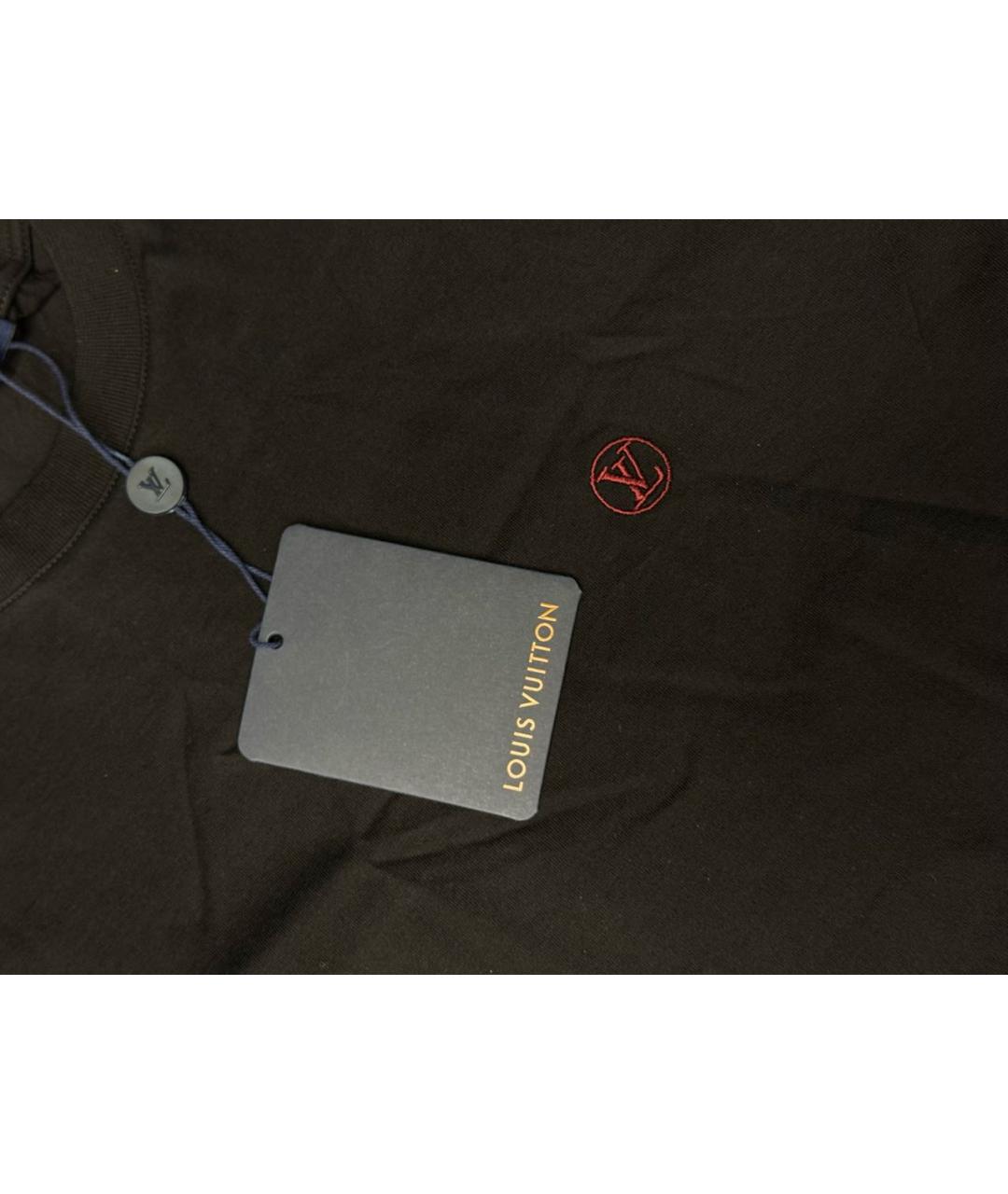 LOUIS VUITTON Черная хлопковая футболка, фото 3